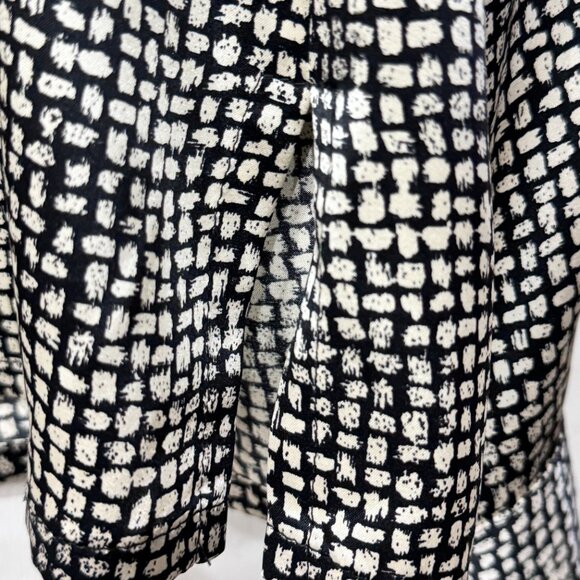 Nora Noh Silk Pet Sz M Blouse Button Up Shirt Long Sleeve Black/White Spots - Picture 9 of 11